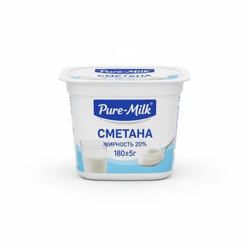 Pure-Milk сметана жирность 20% полипропиленовый стакан 180±5 г.