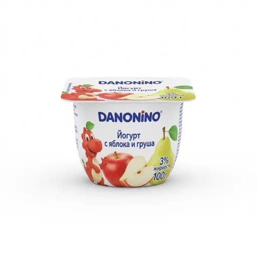 Danonino Йогурт с яблока и груша 3% 100гр