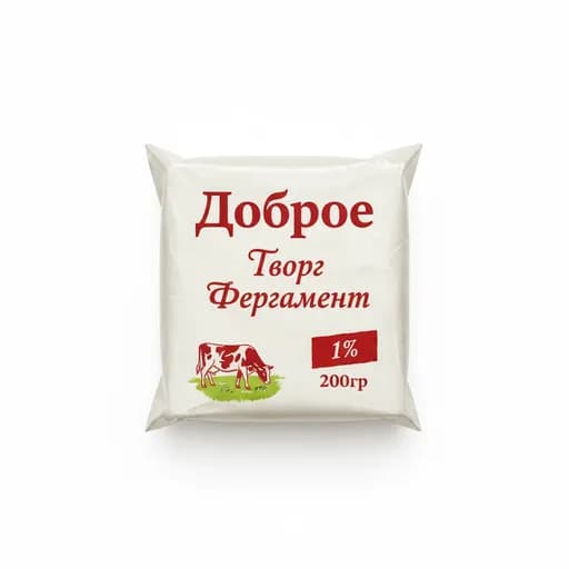 Доброе Творог Фергамент 1% 200гр