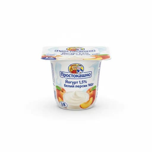 Простоквашино Йогурт 1,5% белый персик 160г 1/8