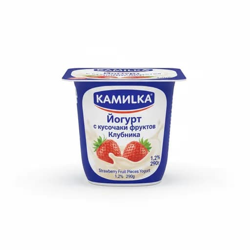 KAMILKA Йогурт с кусочками фруктов Клубника 1.2% 290гр