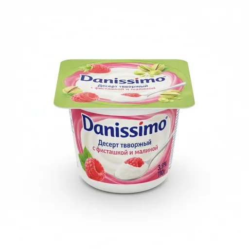 Даниссимо Десерт творожный с фисташкой и малиной 3 9%, 110г