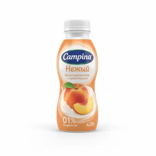 Напиток йогуртный Campina Нежный с соком персика 01% 420г