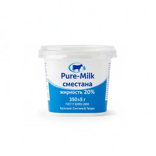 Pure-Milk сметана жирность 20% полипропиленовый стакан 350±5 г.