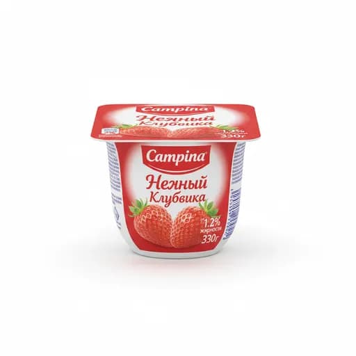 Campina нежный клубника 1.2% 320 грамм стак